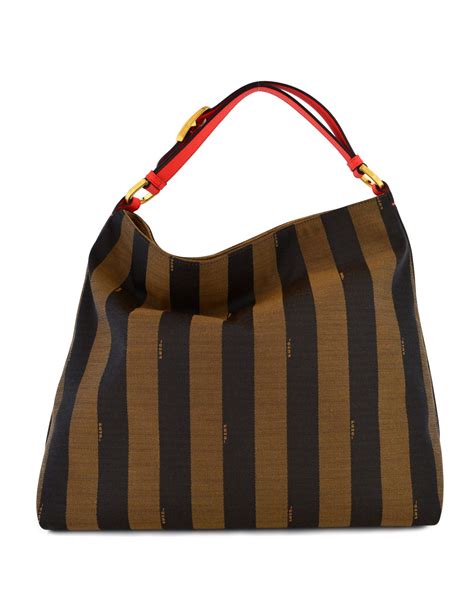 fendi pequin striped hobo bag